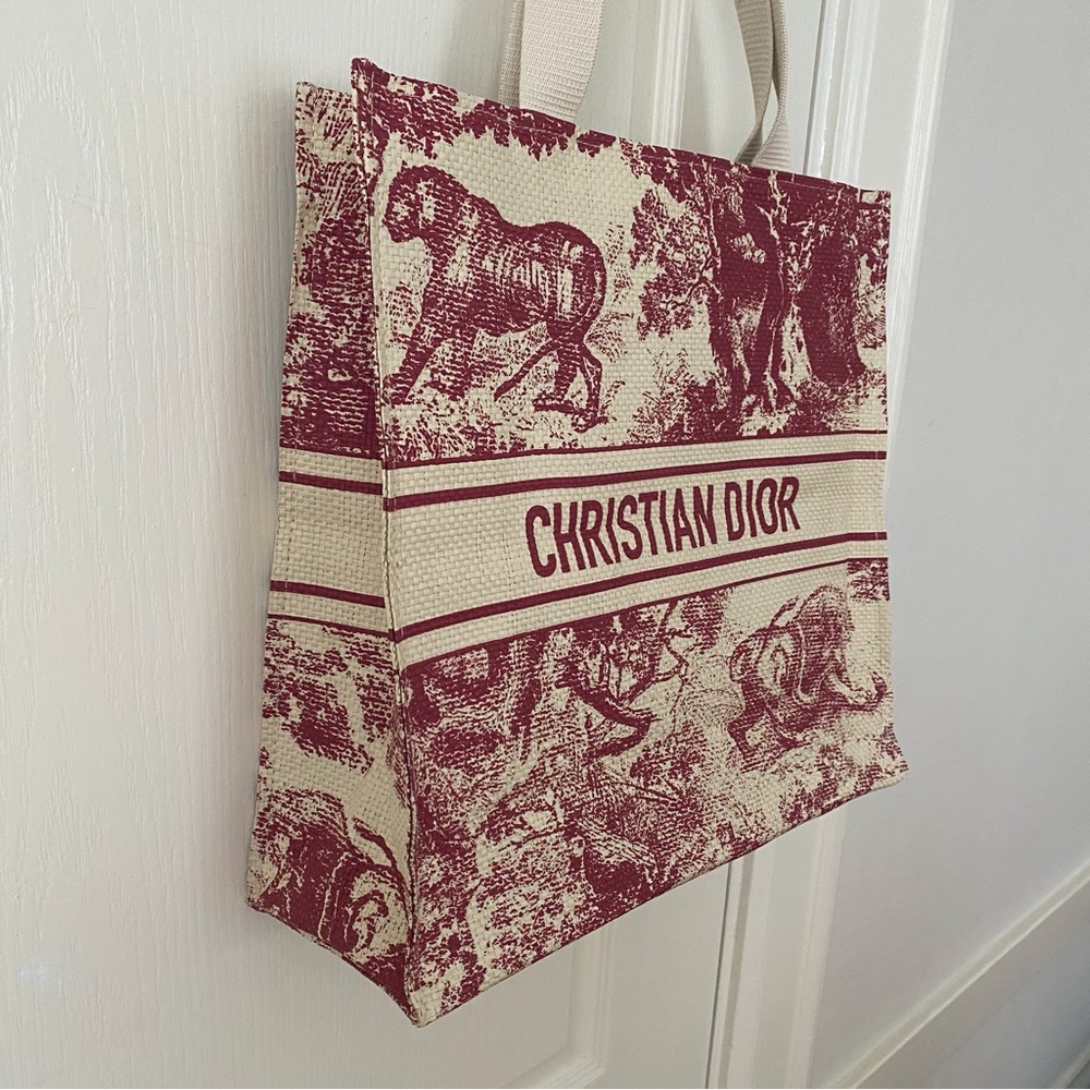Brand New Christian Dior GWP Red Dioriviera Print Paper Straw Tote Bag XL size
